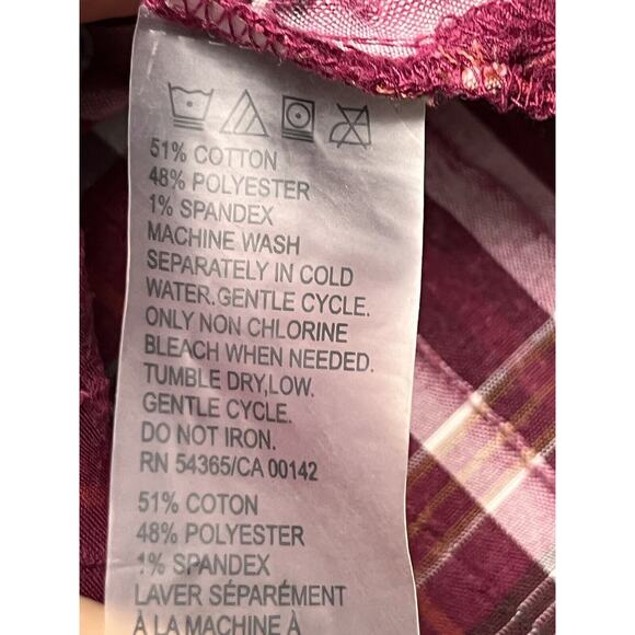 Alia Womens Blouse Top Plus Size 22W Plaid Button front Roll tab sleeves Stretch - Picture 5 of 6